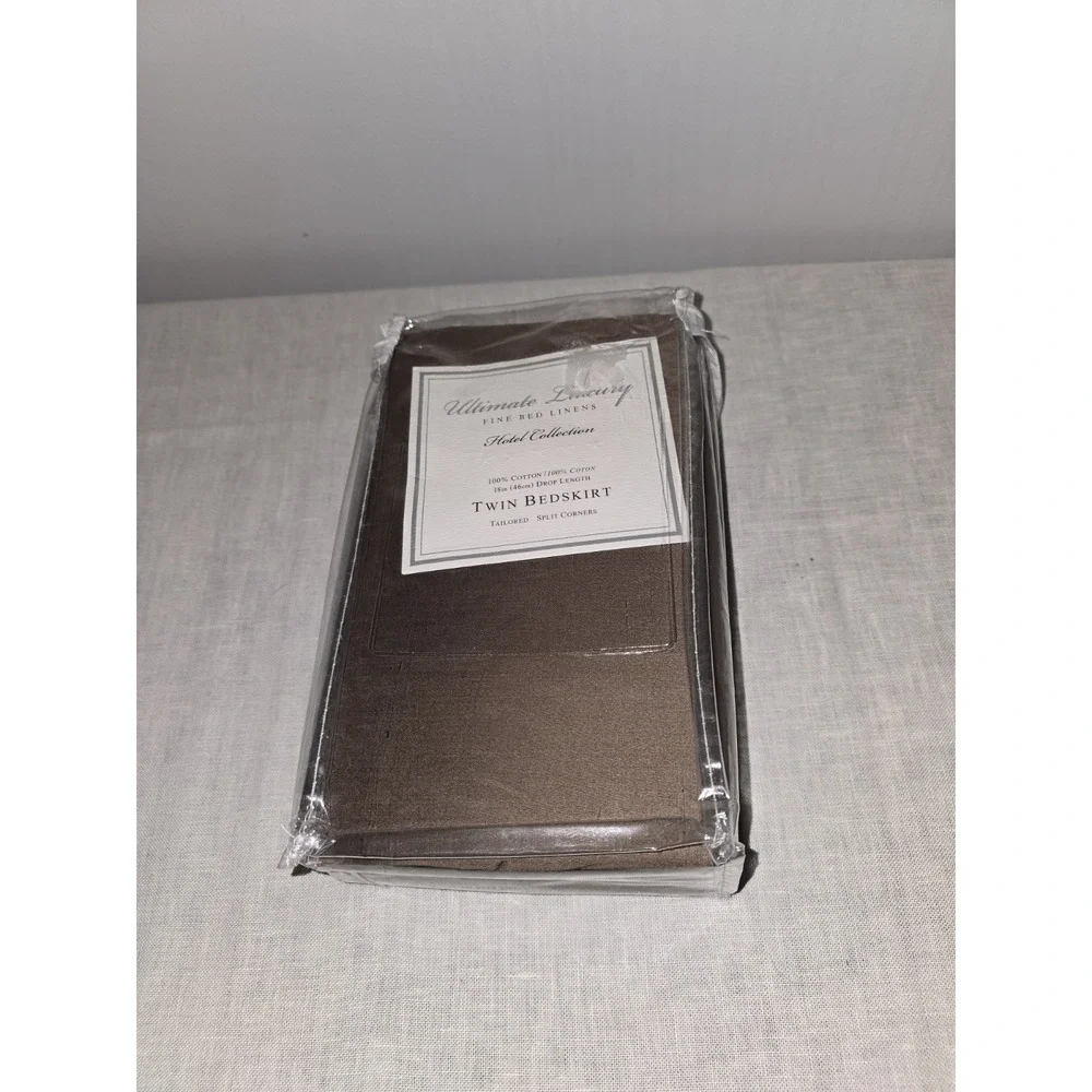 Ultimate Luxury Hotel Collection Twin Bedskirt 100% Sateen Cotton Brown 18